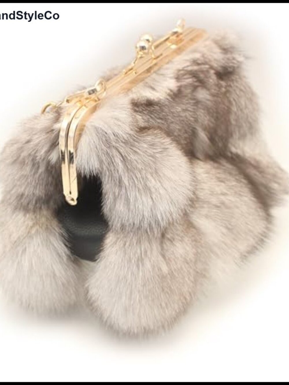 Natural Fox Fur Trapezoid Top-Handle Handbag with Chain Strap
